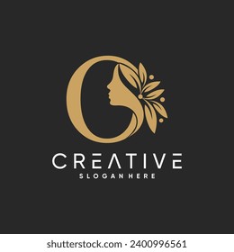 Monograma feminista vectorial logotipo moderno con letra de belleza