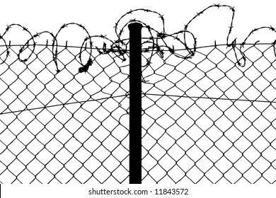 vector of fence with barbed wires