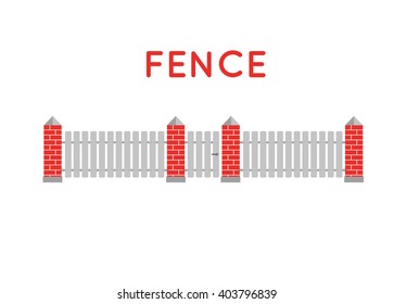 Vector fence illustration. Farm fence vector design. Fence element for building.