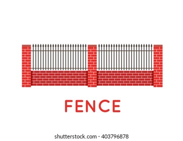 Vector fence illustration. Farm fence vector design. Fence element for building.