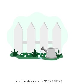 Vector fence isolated on white background. Illustration in flat style. Sticker for calendar or notebook.