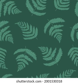 Vector fern botanical seamless pattern. Tropical leaves repeated background. Natural design for fabrics, wallpaper or wrapping paper. Wild forest nature print. 