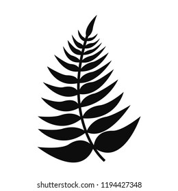 Vector Fern Leaf. Silhouette Isolated On White Background.