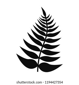 Vector Fern Leaf. Silhouette Isolated On White Background.