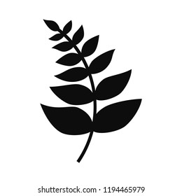 Vector Fern Leaf. Silhouette Isolated On White Background.