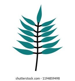 Vector Fern Leaf. Silhouette Isolated On White Background.