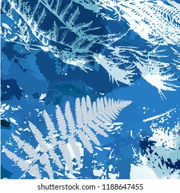  Vector fern leaves abstract pattern.Tropical foliage. Floral design background.