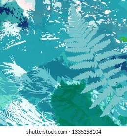  Vector fern leaves abstract pattern.Tropical foliage. Floral design background.