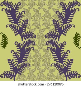 Vector  Fern Leaves Seamless Pattern Background with hand drawn textured fern plants.