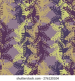 Vector  Fern Leaves Seamless Pattern Background with hand drawn textured fern plants.