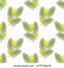 Vector - fern seamless pattern.
Floral illustration leaves and flowers.