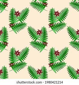 Vector - patrón ininterrumpido de helecho.
Flores y hojas de ilustraciones florales.
