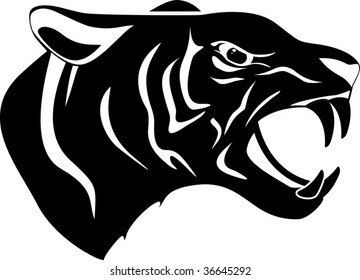 vector ferocious black tiger tattoo