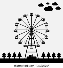 Vector of ferris wheel black and white color