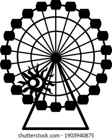vector ferris wheel in black and white color