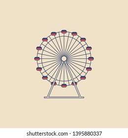 Vector Ferris wheel
 in modern flat style on light background. Poster with Ferris wheel 