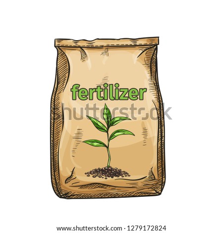 Vector fertilizer icon for design product garden center and gardening, sketch style