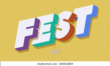 Vector Fest Font Slanted Bold Style Modern Typography For Infographics, Motion Graphics, Video, Promotion, Decoration, Logotype, Party Poster, T Shirt, Book, Animation, Banner, Game, Printing. 10 Eps