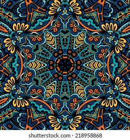 Vector Festive Abstract Tribal Seamless Colorful Pattern