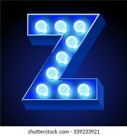 Vector festive alphabet with blue lamp. Letter Z