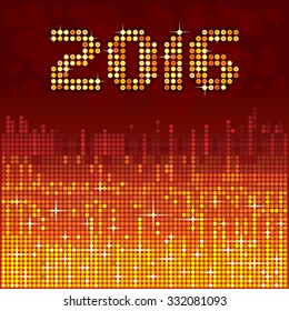 Vector festive background gold disco lights frame - new year