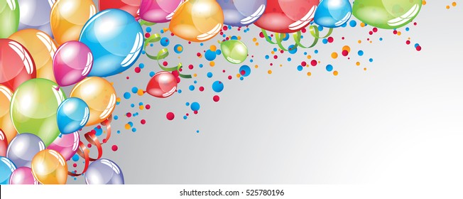 Vector festive Balloons background and colorful confetti 