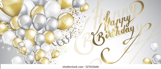 Vector festive Balloons and confetti birthday card