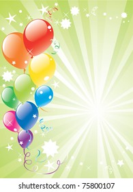 vector festive balloons and light-burst with space for text