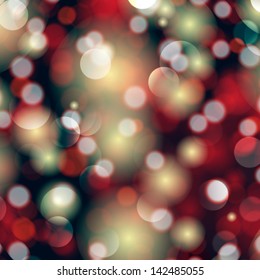 Vector festive Christmas poster. Elegant abstract background with bokeh defocused lights and stars.