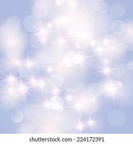 Vector festive Christmas poster. Elegant abstract background with bokeh defocused lights and stars.