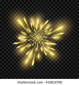 Vector festive fireworks. Illustration on dark checked background