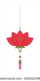 Vector festive flower lotos decoration hanging with chinese coin decor for lunar chinese new year celebration. Happy new year lunar.