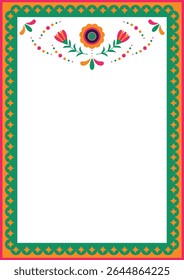 Vector festive frame with flowers. Mexican fiesta - festive frame, social media story. Design element for banner, poster, card, invitation.