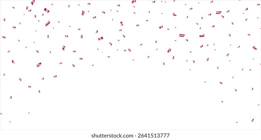 Vector Festive Illustration of Falling Shiny Confetti Isolated on white Background. Holiday Decorative Tinsel Element for Design, Valentines Background With Many Falling, Pink Confetti celebrations.