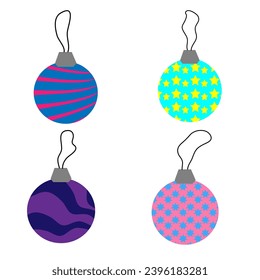Ilustración festiva vectorial en forma de bolas multicolores de Año Nuevo sobre fondo blanco