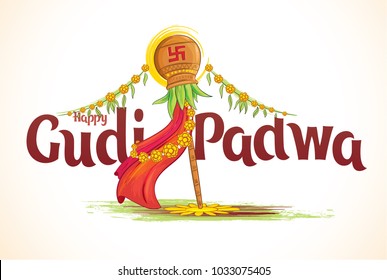 vector festive illustration.  Hindu New Year celebration for Marathas and Konkani Gudi Padwa. design graphics for posters, posters, flyers, offers, booklets, cards. another name Ugadi or Yugadi vector