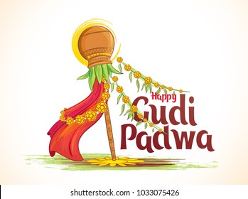 vector festive illustration.  Hindu New Year celebration for Marathas and Konkani Gudi Padwa. design graphics for posters, posters, flyers, offers, booklets, cards. another name Ugadi or Yugadi