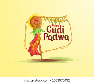 vector festive illustration.  Hindu New Year celebration for Marathas and Konkani Gudi Padwa. design graphics for posters, posters, flyers, offers, booklets, cards. another name Ugadi or Yugadi vector