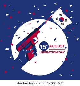 vector festive illustration of independence day in South Korea celebration on August 15. vector design elements of the national day. holiday graphic icons. National day