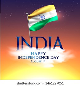 vector festive illustration of independence day in India celebration on August 15. vector design elements of the national day. holiday graphic icons. National day