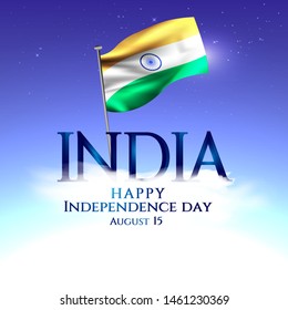 vector festive illustration of independence day in India celebration on August 15. vector design elements of the national day. holiday graphic icons. National day