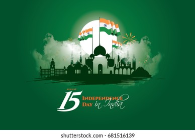 vector festive illustration of independence day in India celebration on August 15. vector design elements of the national day. holiday graphic icons. National day