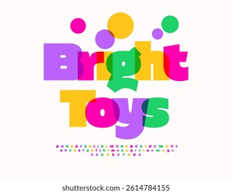 Vector Festive logo Bright Toys. Colorful Children Font. Bold Watercolor Alphabet Letters and Numbers set.