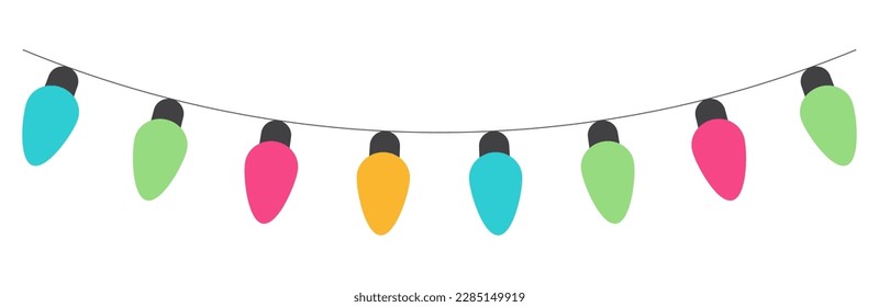 Vector festive luminous garland on a white background.