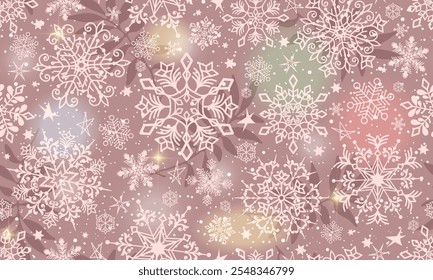 Patrón de Navidades sin costuras de Vector festivo PinR con copos de nieve, estrellas y puntos de gradiente coloridos