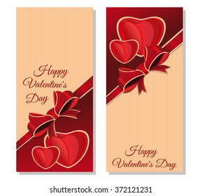 Vector festive retro background for Valentines Day. Retro banners with congratulatory inscription. Happy Valentine's Day. Vintage greeting cards with empty space for Valentine's Day.