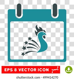 Vector Festive Rooster Calendar Day EPS vector pictograph. Illustration style is flat iconic bicolor soft blue symbol on a transparent background.