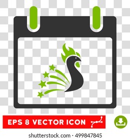 Vector Festive Rooster Calendar Day EPS vector pictograph. Illustration style is flat iconic bicolor eco green and gray symbol on a transparent background.
