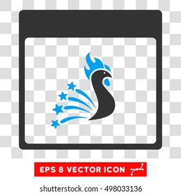 Vector Festive Rooster Calendar Page EPS vector icon. Illustration style is flat iconic bicolor blue and gray symbol on a transparent background.