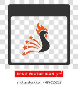 Vector Festive Rooster Calendar Page EPS vector pictogram. Illustration style is flat iconic bicolor orange and gray symbol on a transparent background.